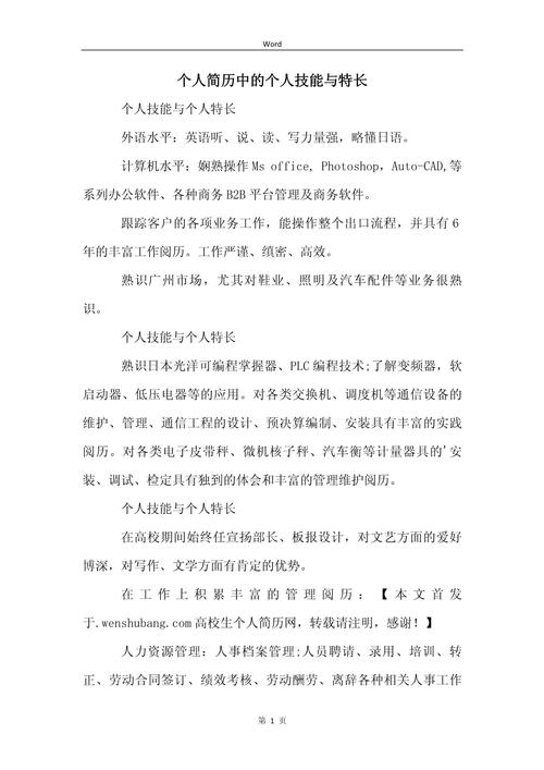 技能及特长-技能及特长怎么写