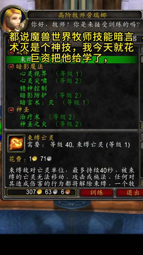 “魔兽牧师技能”了解游戏快人一步